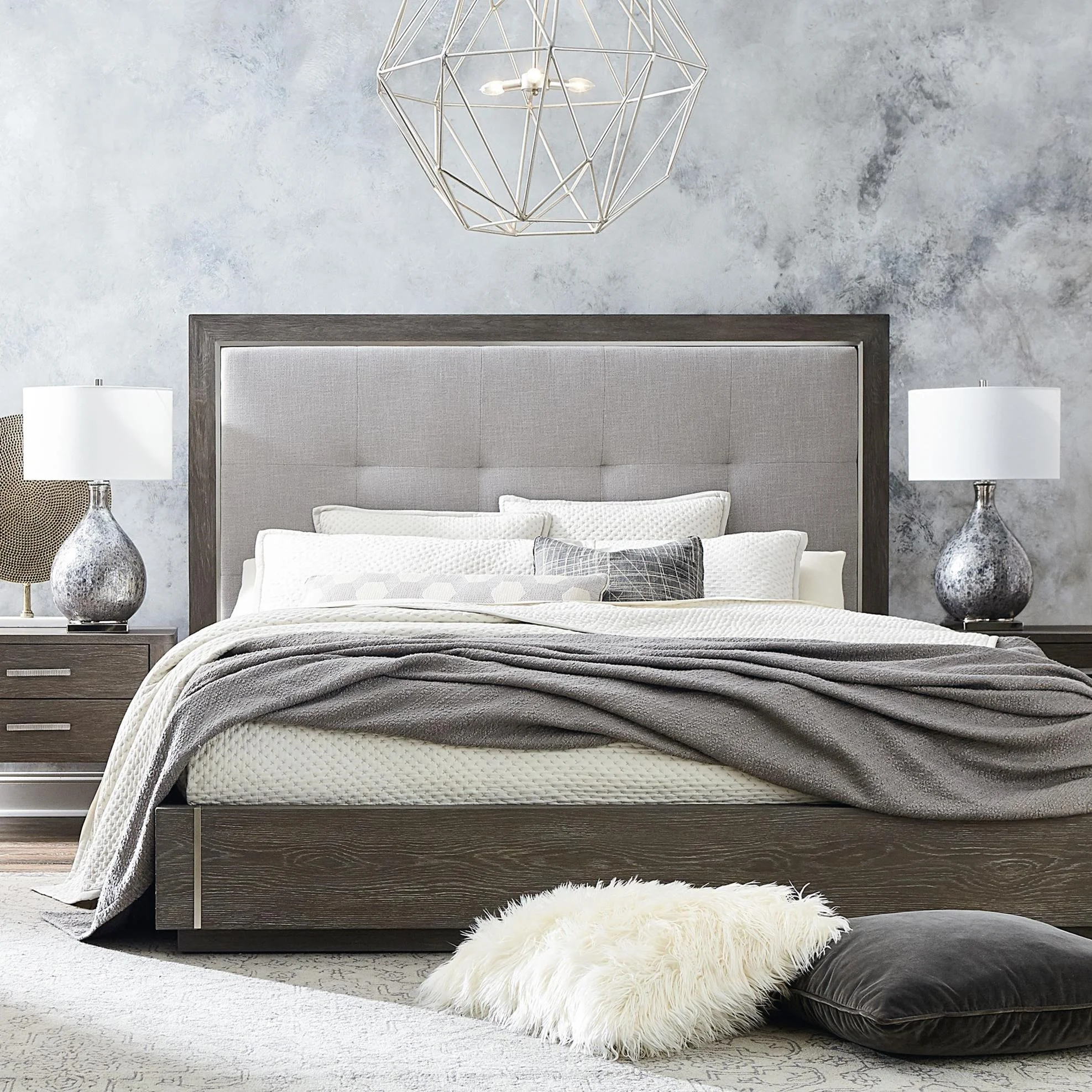 Bassett Modern - Astor and Rivoli Modern Queen Bed with Upholstered ...